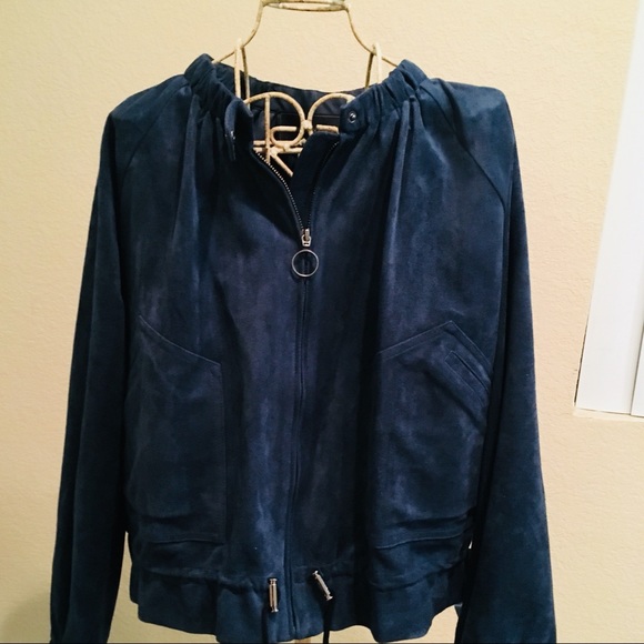BCBG MaxAzria “Levi” Suede Jacket - Midnight Teal - New With Tags - Picture 1 of 6